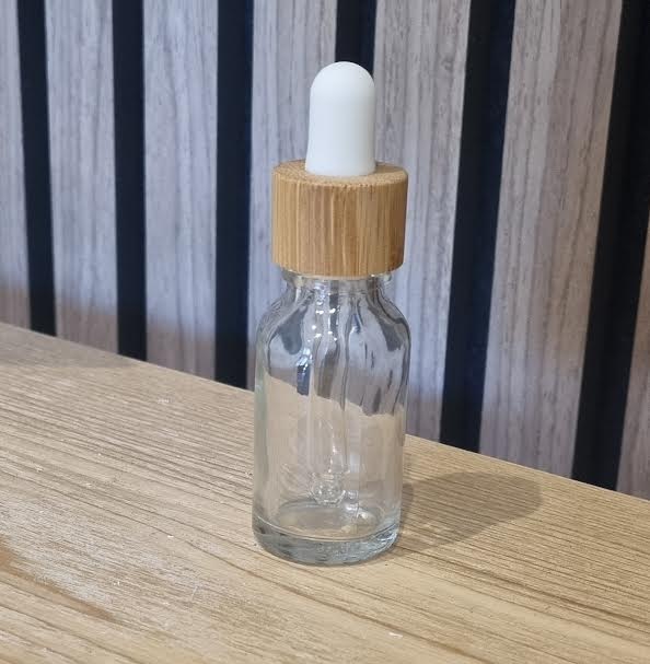 Clear Glass Dropper with Bamboo Lid - 15ml